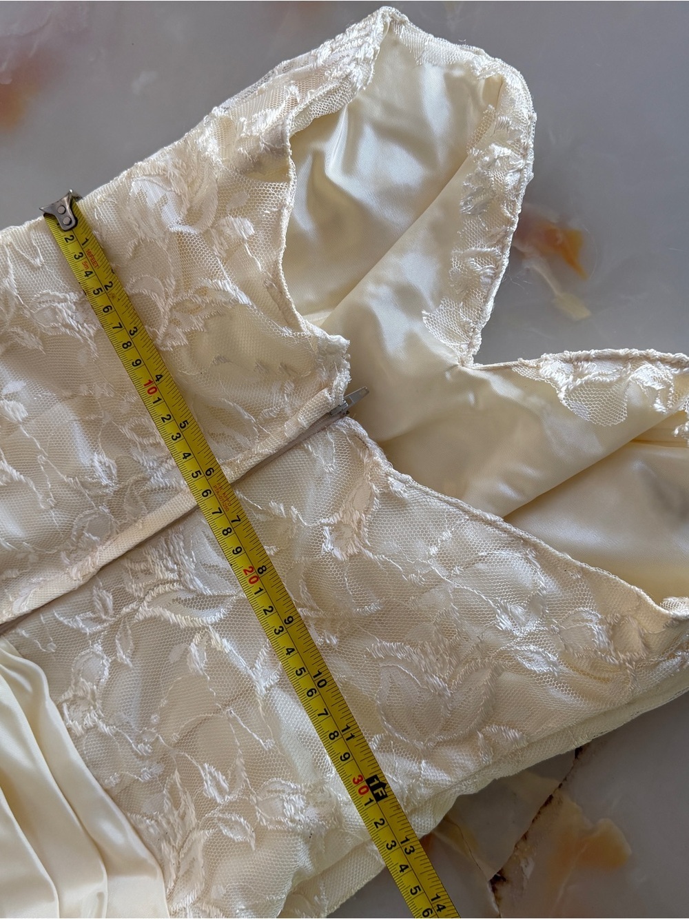 Strapless Lace Bustier Ruffle Cocktail/Wedding Dress in Ivory - Picture 9 of 16